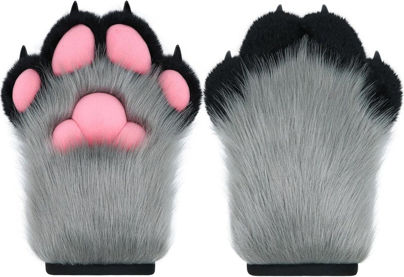 BNLIDES Cosplay Fursuit Paw Gloves Furry Claw Gloves Built-in Whistle Decompression Toys Costume Party Accessories for Adult - Image 1